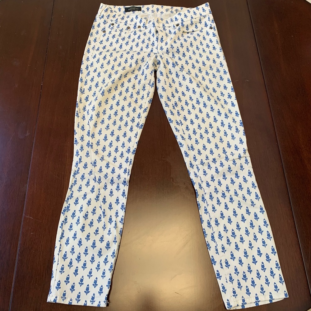 Jcrew fleur de lis print toothpick pants, 27